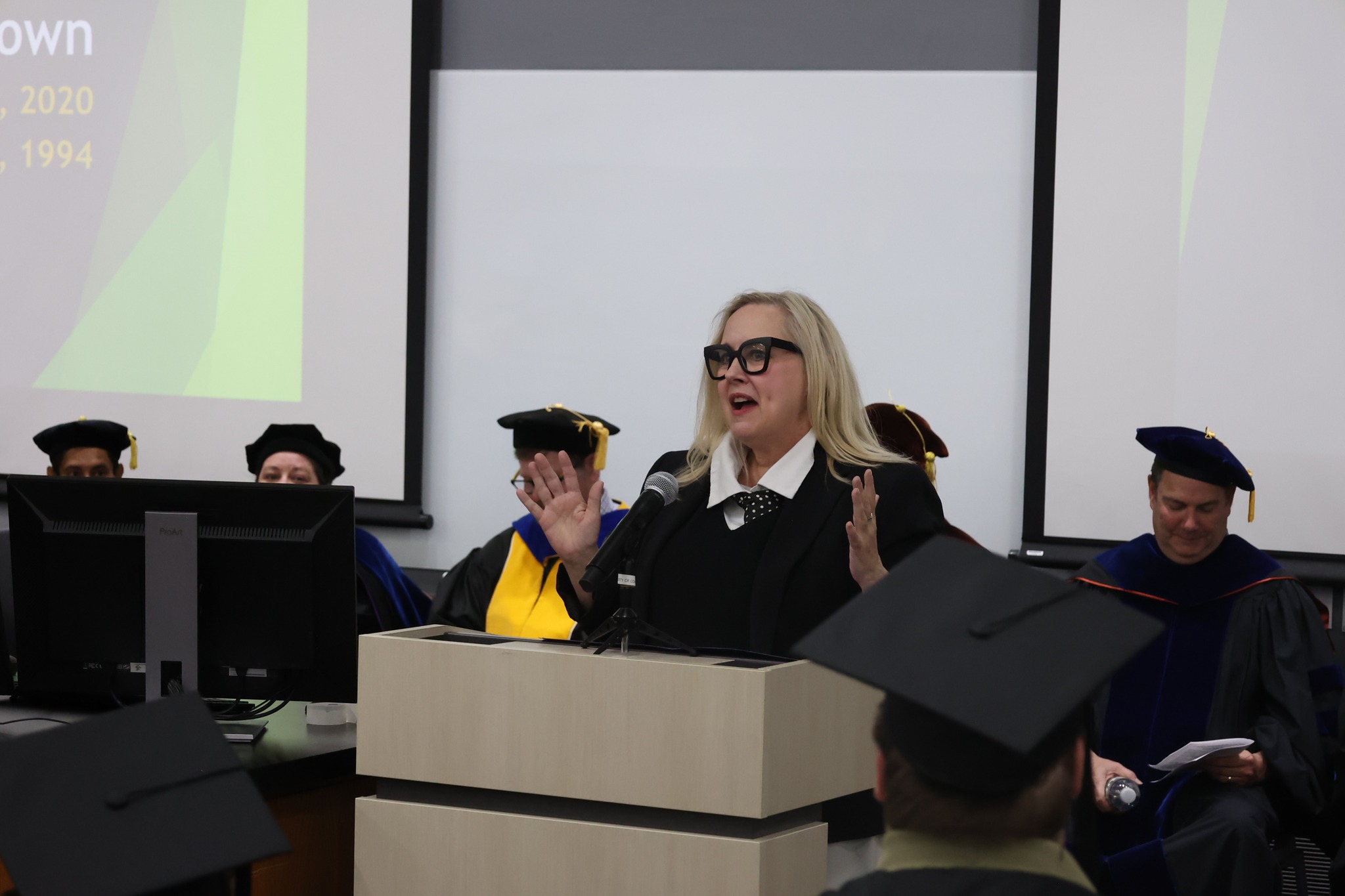 Melisa Brown delivering acceptance speech