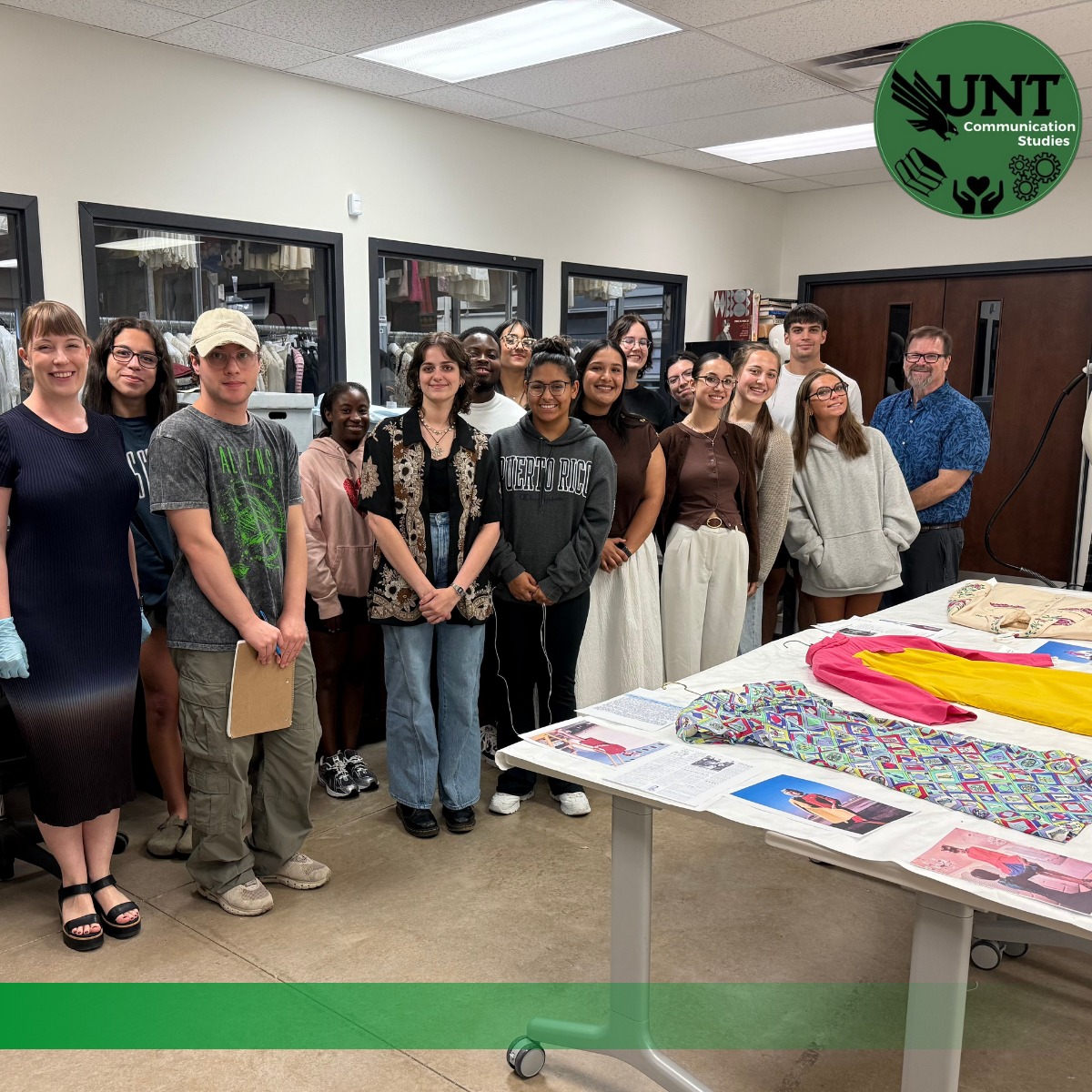 COMM 4740 posing for picture at the Texas Fashion Archive