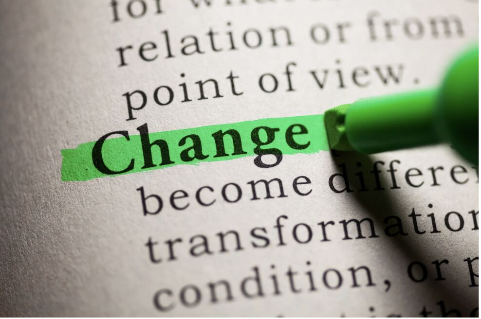 Dictionary entry on change highlighted in green 