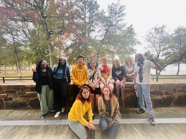 UNT and University of Houston Clear Lake students posing for photo
