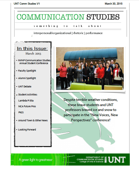 Front page of March 2015 COMM newsletter