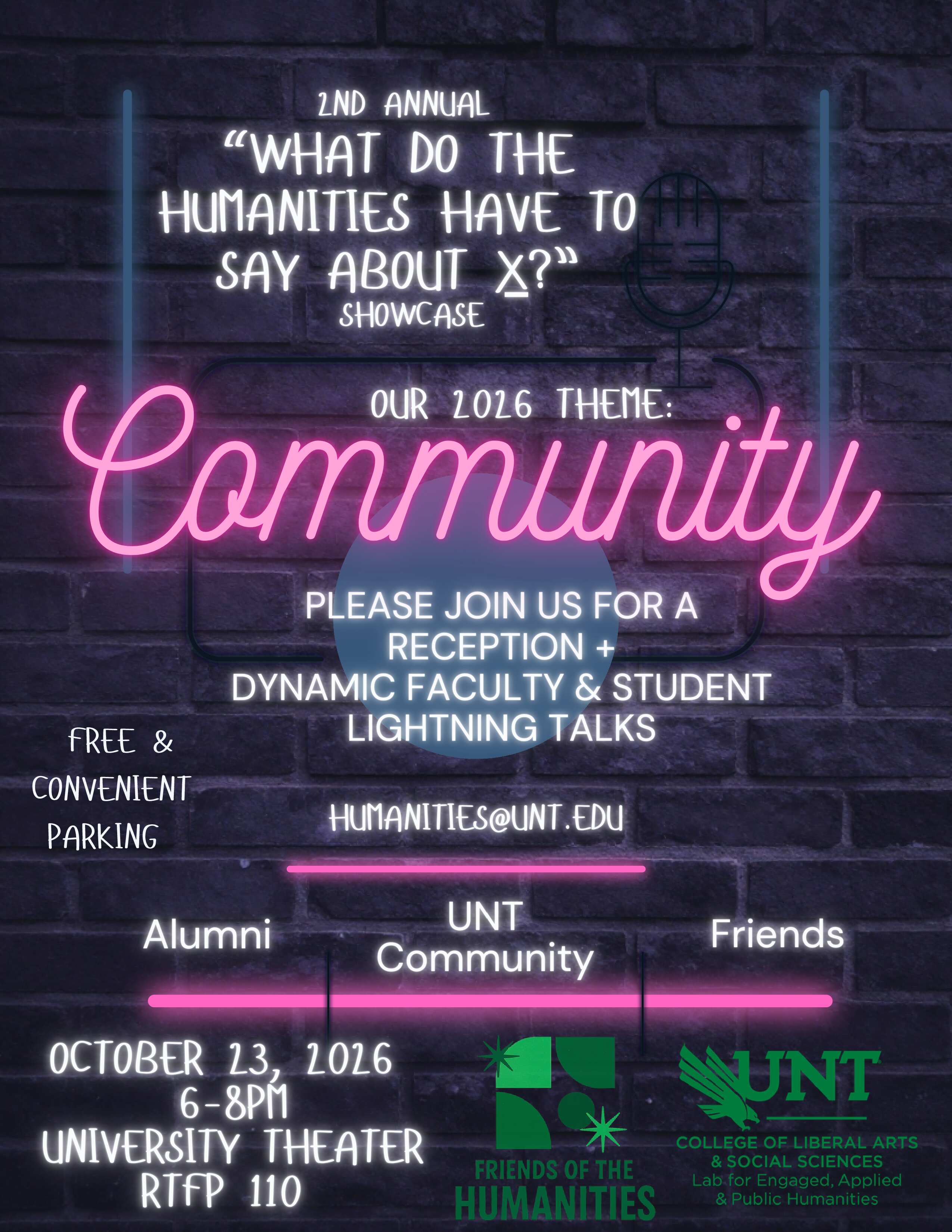 Flyer advertising the Humanities faculty and student showcase on October 23rd