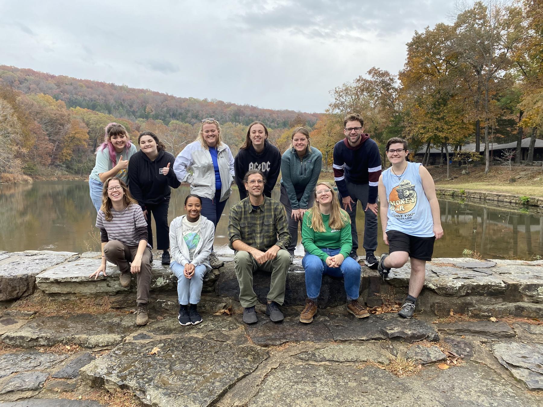 A team of UNT Geography students pose for an outdoor group photo