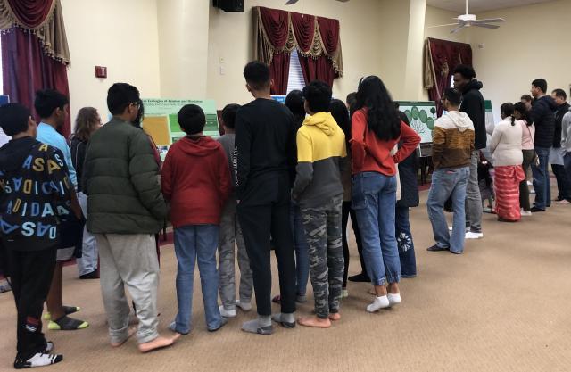 Audience looking at posters