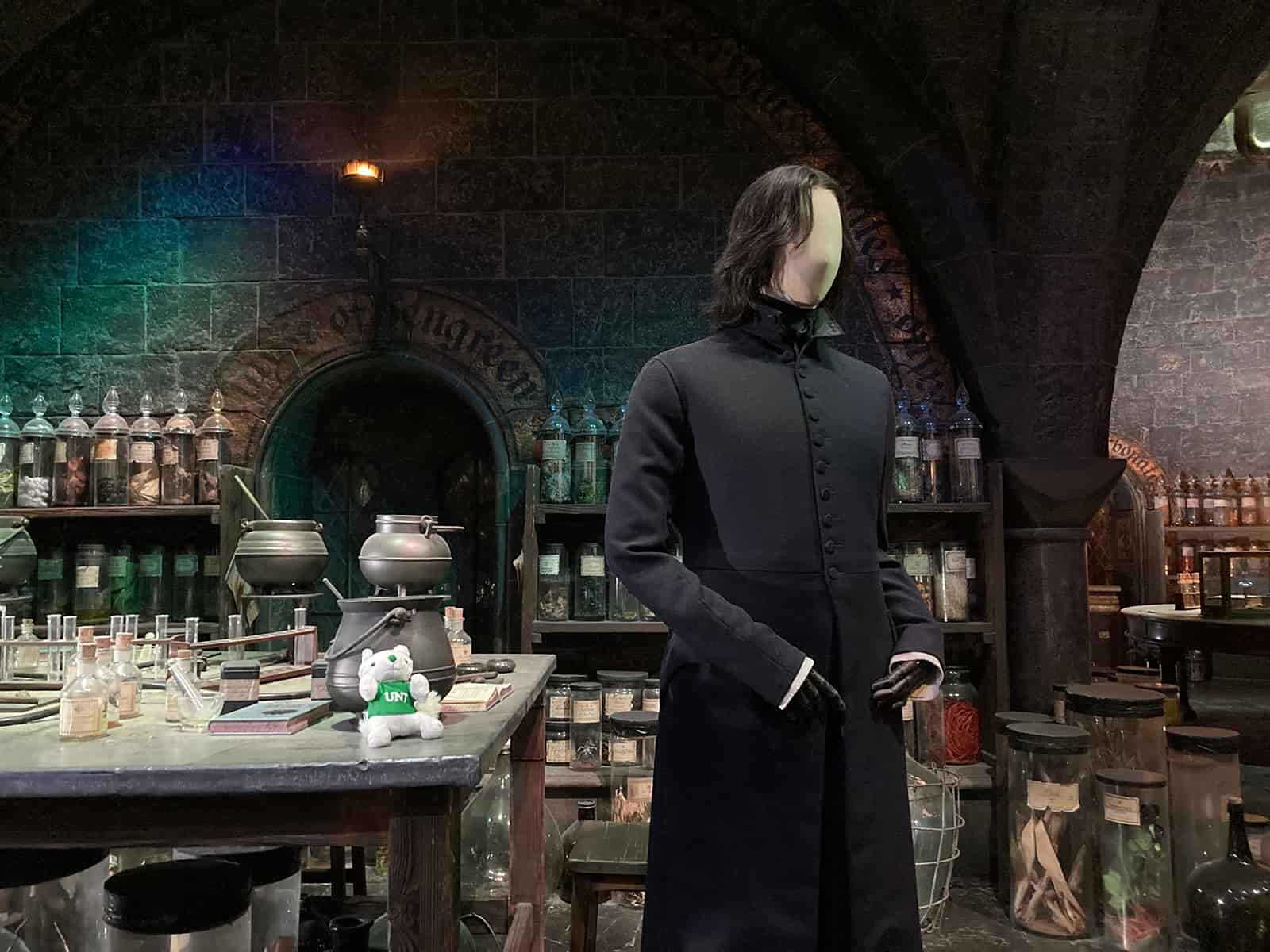 Lucky snuck into Professor Snape's potions lab at WB Studios in the UK. 