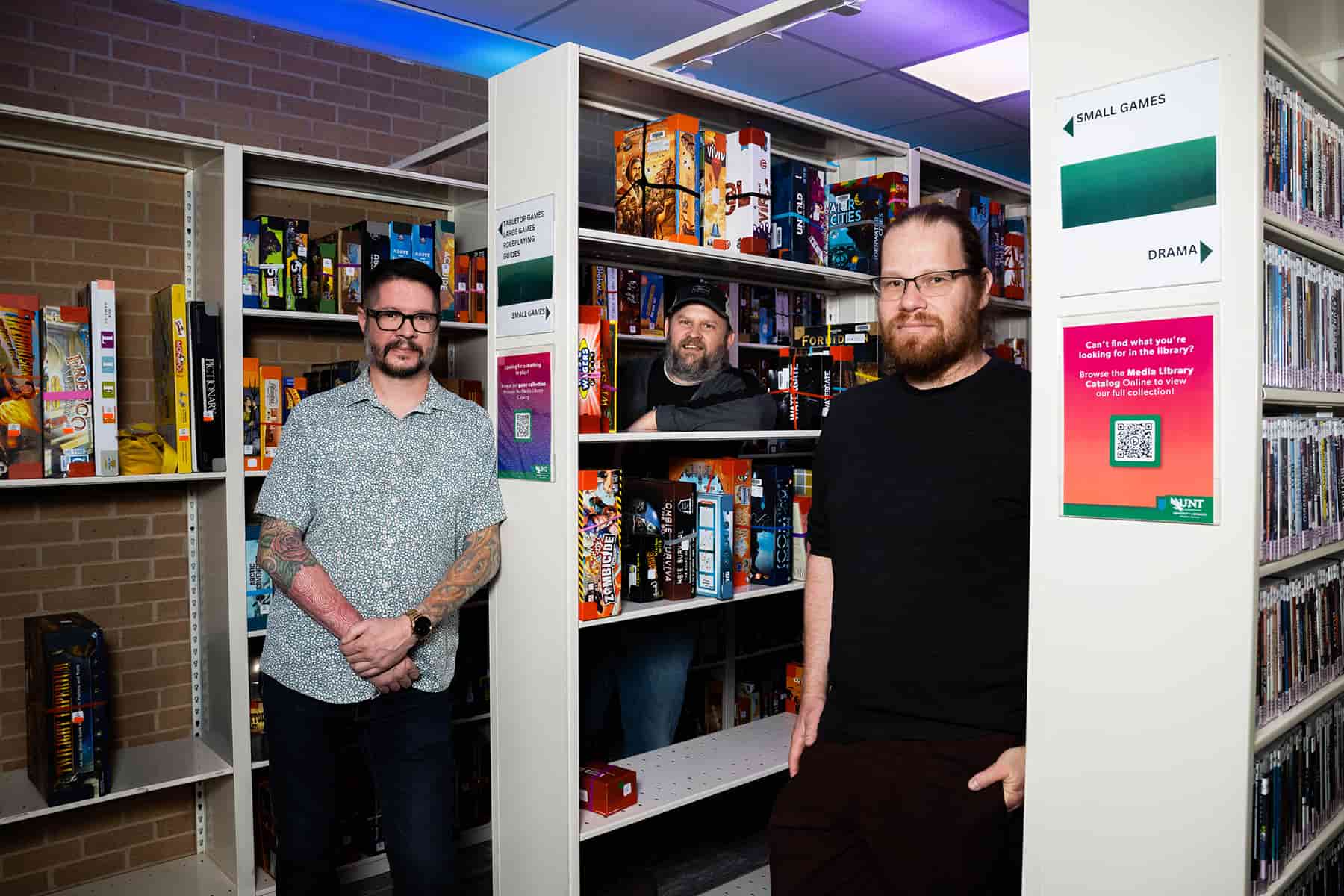 Darin Bradley, Gabriel Olson, Stephen Mandiberg in the game library. 