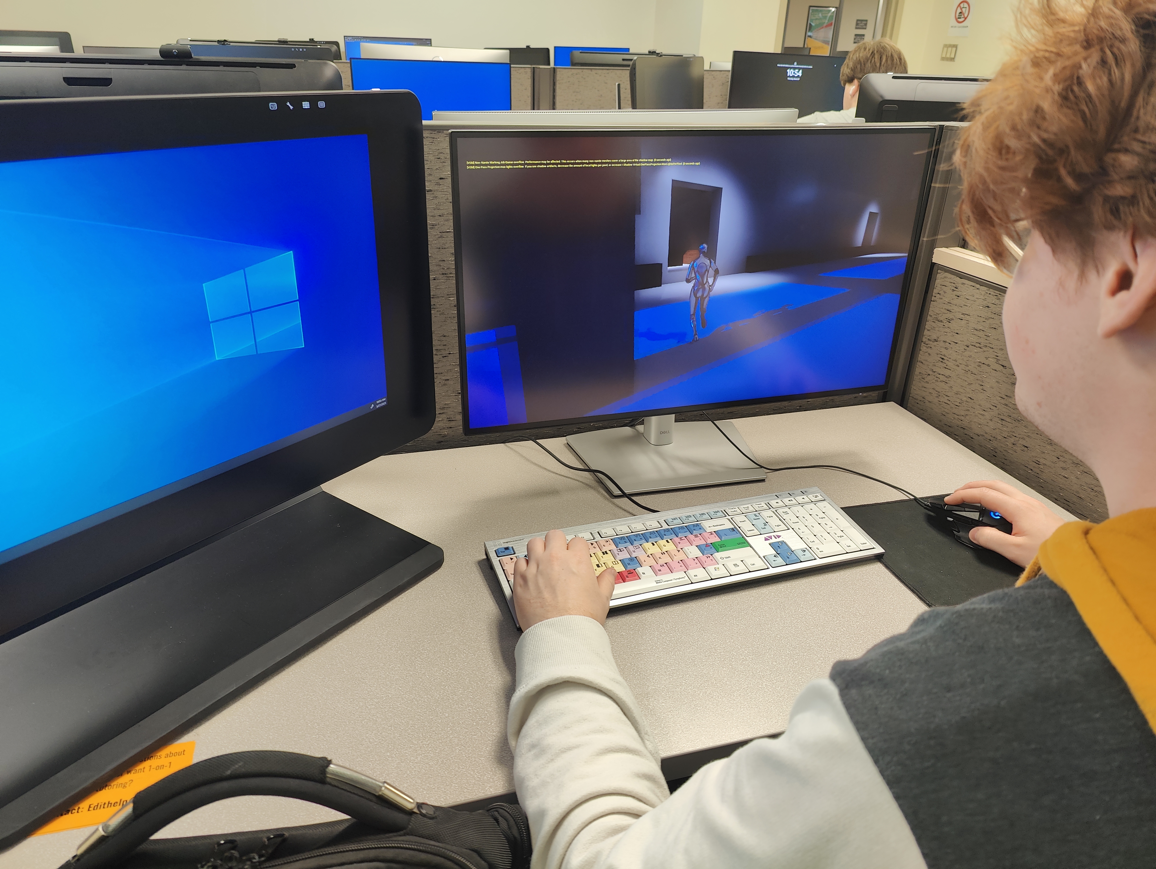 Student working on their game design in Unreal Engine.
